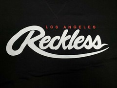 New Young and Reckless Y&R Men Fleece Crew Sweatshirt Black Short Sleeve