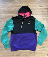 Jordan Air Men’s M Colorblock Pullover Hoodie Black Purple Green Pink Logo