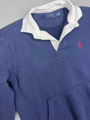 Polo Ralph Lauren Sweatshirt Mens XS Blue Rugby Pullover Kangaroo Pocket Pony