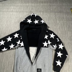 Black Scale Hoodie Men L Full Zip Gray Modern Fit BLVCK SCVLE White Star Jacket