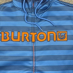 Burton Hoodie Sweatshirt Mens Small Blue Full Zip Fleece DRYRIDE Logo Stripe
