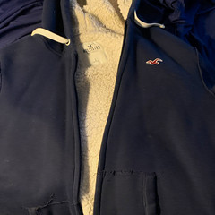 Hollister Men’s Blue/White Sherpa Lined Full Zip Hoodie Sweatshirt Size L