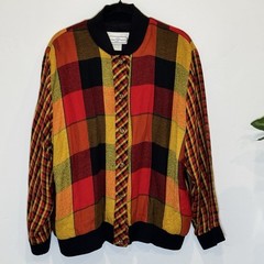 Saint Germain Paris Jacket Large Colorful Artist Paint Abstract 100% Rayon