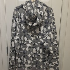 A Bathing Ape BAPE Gray Camo Full Zip Hooded Fleece Cotton Hoodie Men’s XXL