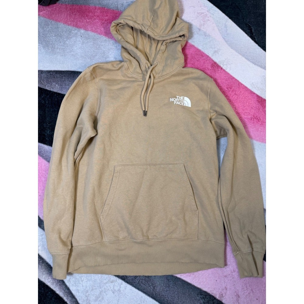 The North Face Mens Box Logo Hoodie Tan Khaki Camo Graphic Pullover Medium