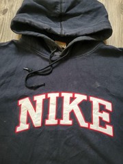 Nike Hoodie Mens XL Navy Blue Athletic Dept Pullover Sweatshirt Spell Out Logo