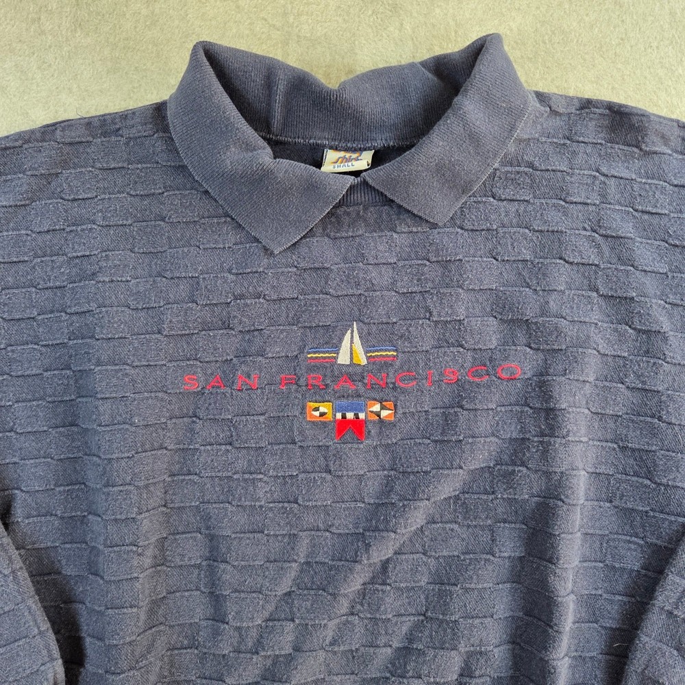 Shirts Hawaii San Francisco Sweatshirt Mens Small Navy Blue Nautical Textured