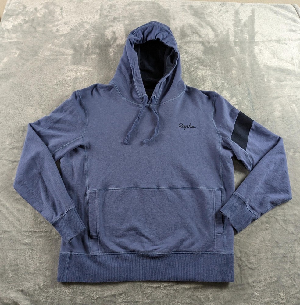 Rapha Hoodie Mens Medium Blue MTB Trailwear Pullover Cycling Performance Logo