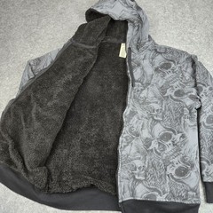 Vintage Faded Glory Skull Hoodie Men’s Size Medium AOP Sherpa Lined Cyber Y2K