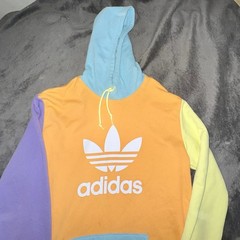 Adidas Blocked Trefoil Hoody Pastels Orange Purple Green Blue Large