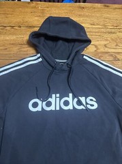 Adidas Essentials 3-Stripes Hoodie Legend Ink/White Small Q7