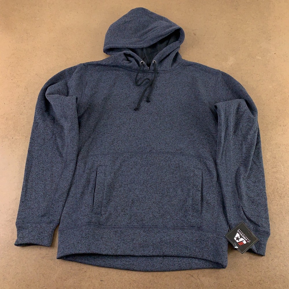 J America Adult Size Small Navy Heahter Fleece Pocket Pullover Hoodie NWT