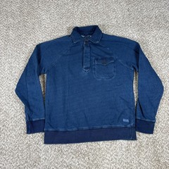 Lucky Brand Sweatshirt Mens M True Indigo Henley Pocket Long Sleeve Pullover