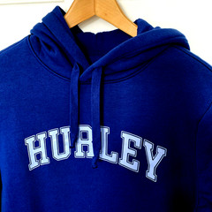 Hurley Hoodie Mens Sz Medium Blue Fleece Hooded Sweatshirt Logo Pullover NEW