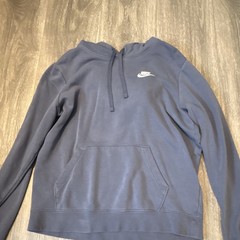 Nike Blue Logo Pullover Hoodie Teens S Drawstring Kangaroo Pocket