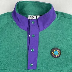 Adidas WH Wander Hour Snap Fleece Men M Green Purple 100% Recycled Mock Pullover