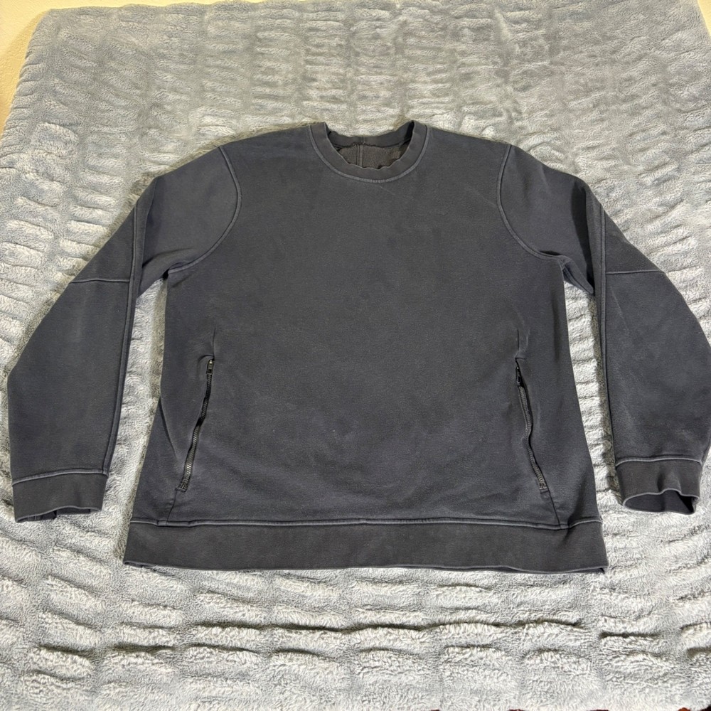 Lululemon Mens XL Black Crewneck Sweatshirt Zip Pockets M7SP6S Activewear