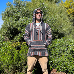Drug Rug Baja Hoodie | Mexican Poncho with Soft Inner Lining S-XXXL | Charcoal