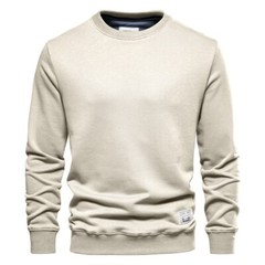 AIOPESON Streetwear Cotton Men’s Spring Sweatshirt Solid Color Long Sleeve