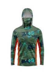 Men Long Sleeve Fishing Hoodie Mask Anti-UV Sun Protection Clothes Fish Shirt