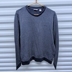 Calvin Klein Large Mens Navy Blue Heather Crewneck Sweatshirt Pullover Logo