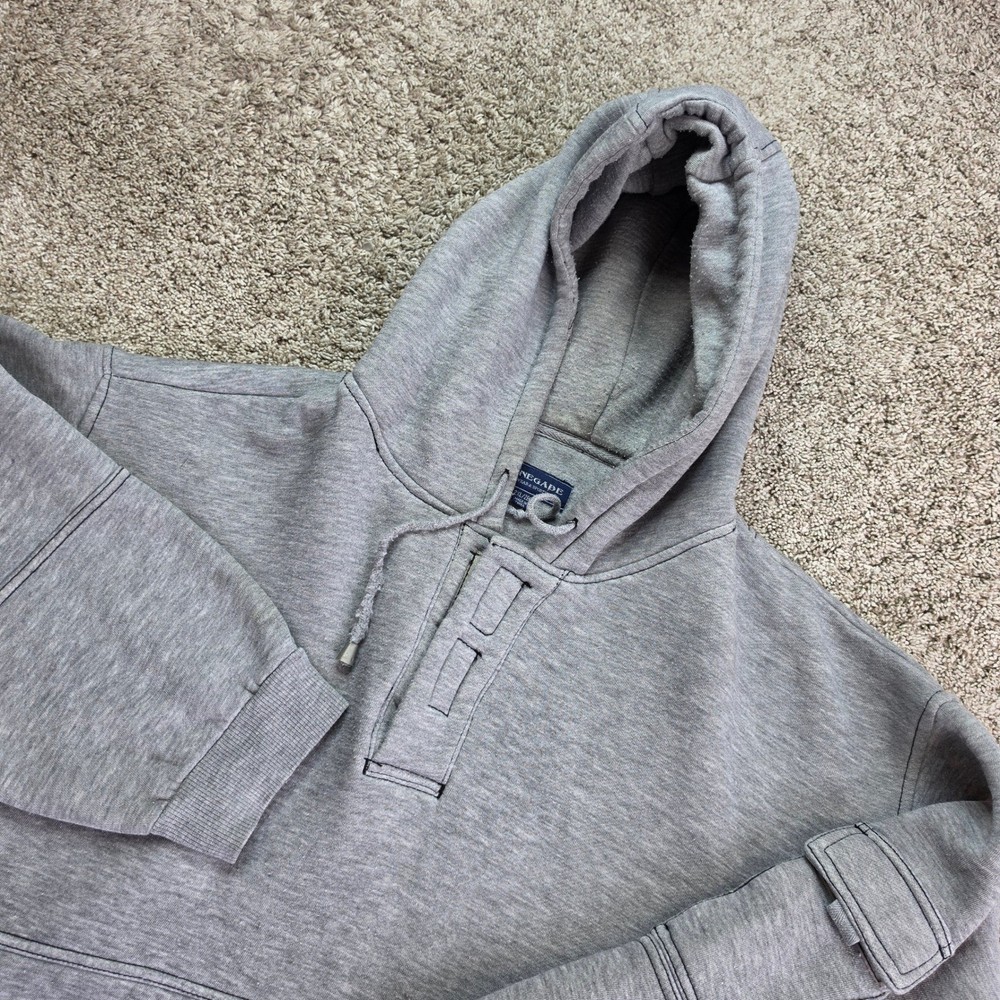 VINTAGE Renegade Hoodie Mens 2XL Gray Outdoor Casual Fleece Henley Pullover