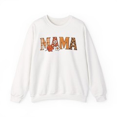 Mama Fall Plaid Leaf Floral Crewneck Sweatshirt | Autumn Mom Shirt
