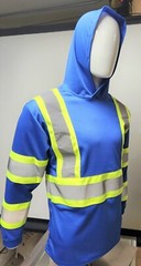 Class 3 Long Sleeve Safety Shirt With Hoodie, Polyester Birdeye mesh