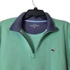 Vineyard Vines UNISEX Mint Green Half-Zip Pullover Pima Cotton Whale Logo