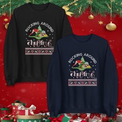 Rucking Around Christmas Rugby T-Shirt Festive Hoodie Funny Xmas Jumper Gift Top