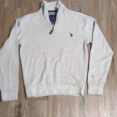 U.S. Polo Assn. Men’s XS Beige 1/4 Zip Mock Neck Embroidered Logo Sweatshirt