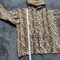Vintage Classic Camo Hoodie Men’s Large Full Hook & Loop Brown Fleece Sweatshirt