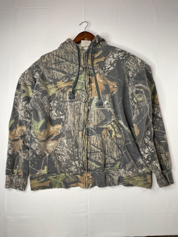 Mossy Oak Apparel Full Zip Camo Hoodie Sweatshirt Size L