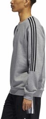 Adidas Men’s 3-Stripe Fleece Crew Neck Sweatshirt Black H09271 Variety Sizes