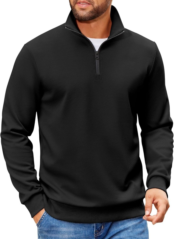 Sweater Men’s Polyester & Spandex Solid Color Size XL Mock Neck Long Sleeve