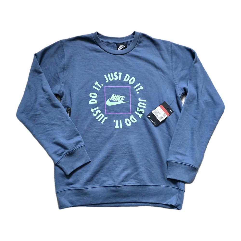 Nike Just Do It Crew Neck Sweatshirt Men’s Large Blue NWT