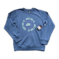 Nike Just Do It Crew Neck Sweatshirt Men’s Large Blue NWT