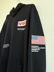 H&M Men’s NASA Reflective Hoodie Black with Rubber Patches, Size L