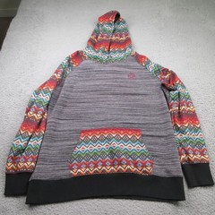 Hooey Hoodie Mens XL Gray Southwestern Aztec Rayon Pullover Lightweight