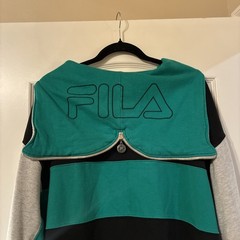 Y2K Grail FILA Grey Green Orange Black Blocked Hoodie with zip M