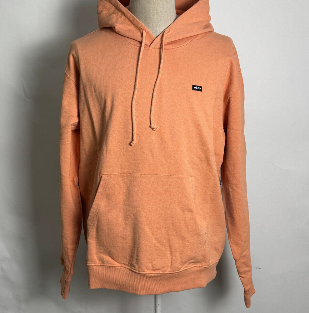 Obey Men’s Recycled Hoodie Sweatshirt Timeless Sunset Coral Pigment Size L NWT