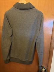 Mark Law Men’s Gray Cotton Blend Fleece Shawl Collar Button Pullover L