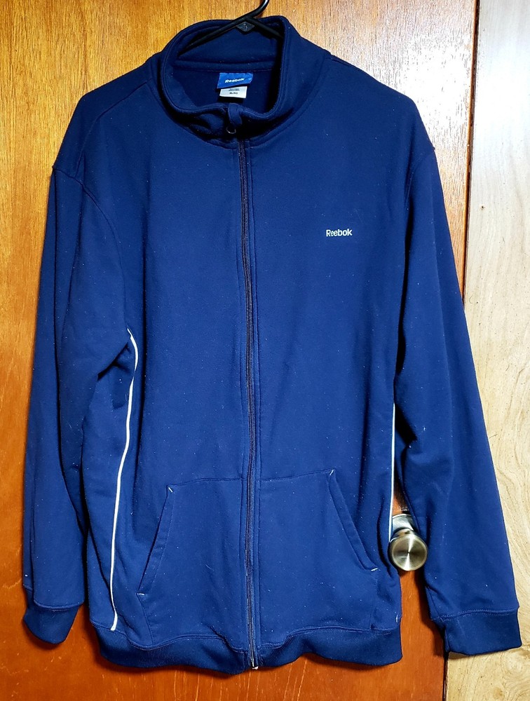 Vintage Y2K Reebok Men’s Blue Full Zip Fleece Jacket w/ Pockets XL Regular Fit