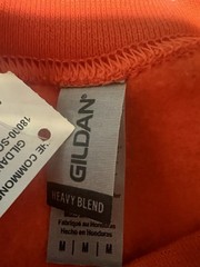 Gildan Mens Heavy Blend Crewneck Sweatshirt Sz M Orange With A Letter S In Blue