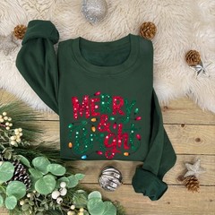 Merry and Bright Family Christmas Jumper | Glitter Effect detail | Xmas Novelty