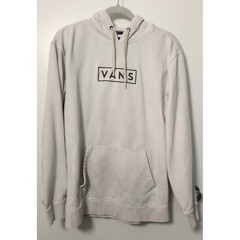 Vans Mineral Wash Pullover Hoodie Oatmeal White Mens Sz Med Embroidered Spellout