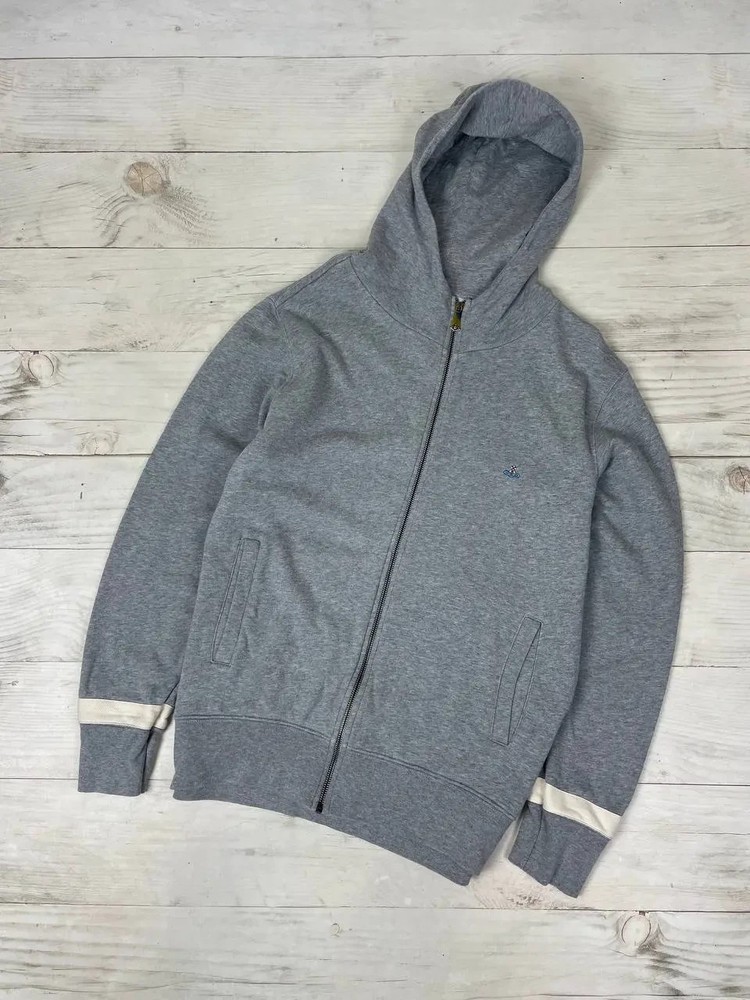 Vivienne Westwood Zip Up Hoodie Logo Orb Men Sz L gray