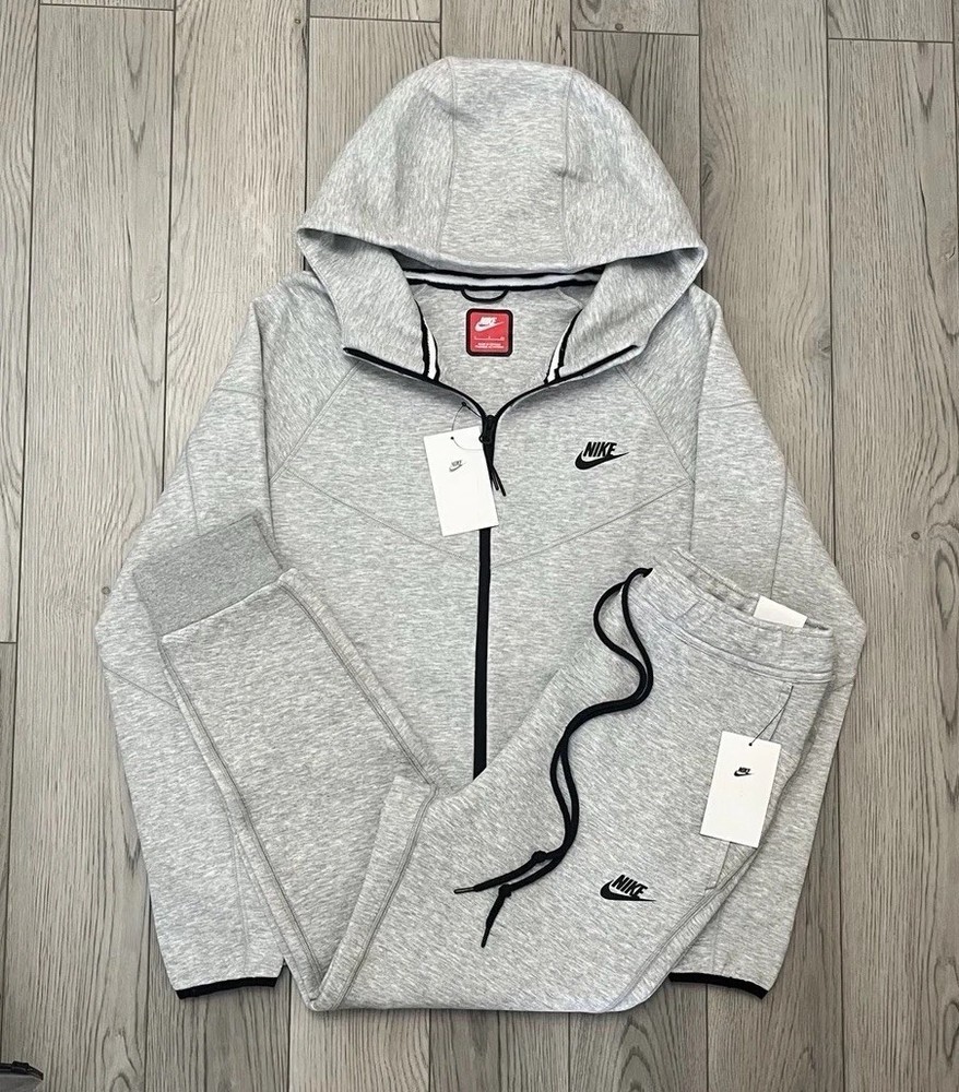 Nike Tech Fleece Full-Zip Hoodie & Joggers Set Grey Sizes S-L |FREE SHIPPING|