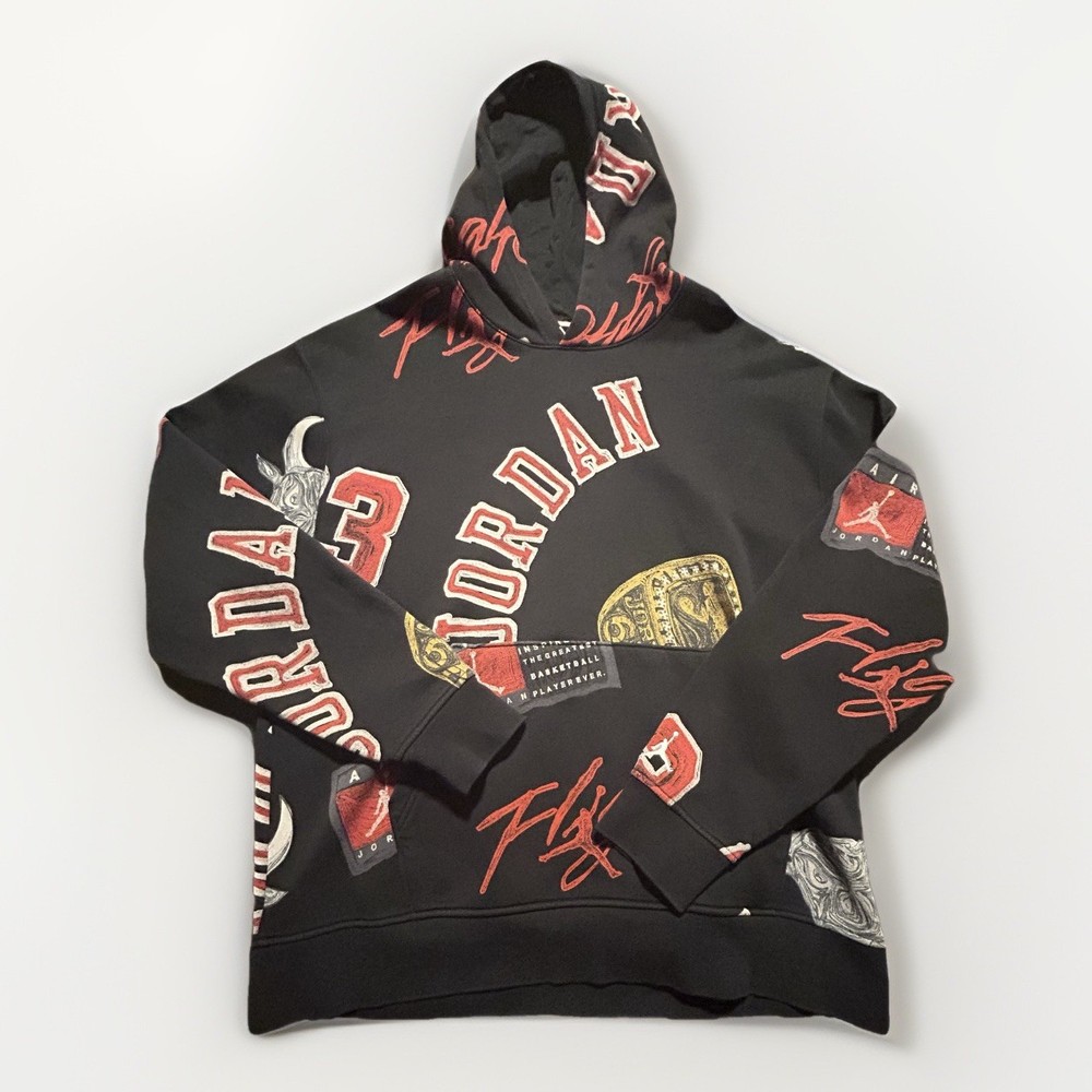 Nike Air Jordan Brooklyn Fleece Chicago Bulls Hoodie Men’s Large All Over Print