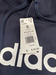 adidas 3 Stripes Essentials Hoodie Mens Small Linear Logo Legend Ink Blue FL4839